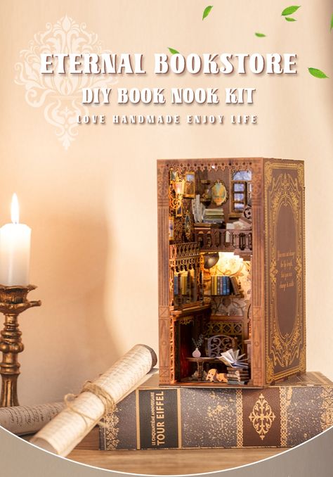 Cutebee Diy Book Nook Kit Miniature Dollhouse Book Nook Touch Lights With Furniture For Christmas Gifts (magic Pharmacist ) - Doll Houses - AliExpress Book Inserts, Diy Miniature House, Creature Marine, Nook Decor, Dollhouse Books, Decorative Bookends, Dollhouse Miniatures Diy, Music And Movement, Dollhouse Kits