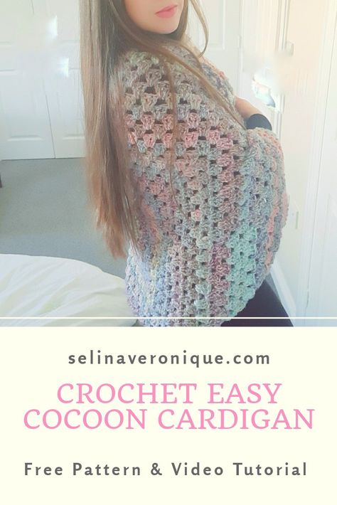 Crochet Project For Beginners, Cardigan Free Pattern, Feminine Crochet, Chunky Yarn Crochet, Crochet Cocoon, Caron Cakes, Velvet Cardigan, Presents Ideas, Crochet Cardigans