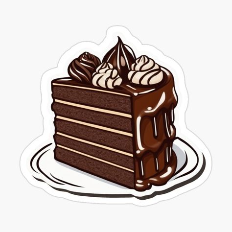 Slice Of Chocolate Cake, Cake Sticker, Classy Tattoos, Food Stickers, Chocolate Box, Aesthetic Stickers, Scrapbook Ideas, Taste Buds, Chocolate Cake