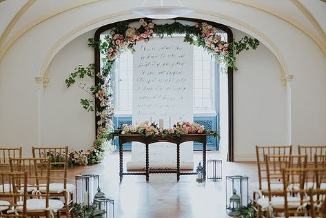 Tara Nicole Weddings and Events Laurel Hall wedding, #ceremonydetails, #indianapoliswedding, indianapolis #weddingplanner Ceremony Arch Decor, Modern Wedding Ceremony, Guest Book Table, Indianapolis Wedding, Greenery Garland, Ceremony Inspiration, Ceremony Arch, Wedding Prices, Mansion Wedding