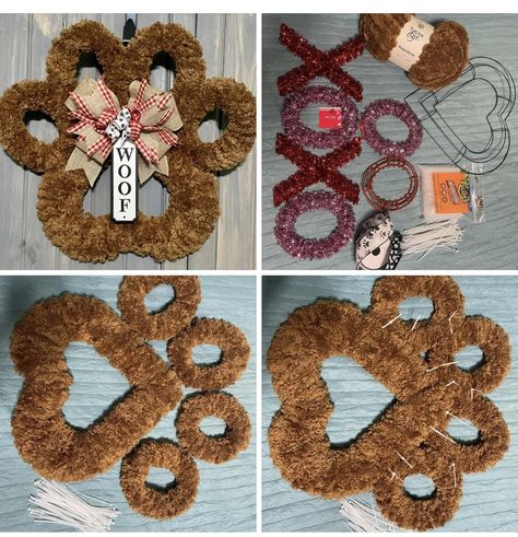 Paw Print Wreath, Paw Wreath, Sellable Crafts, Pet Wreath, Nautical Wreath, Dog Wreath, Deco Wreaths, Creative Diy Gifts, Burlap Crafts