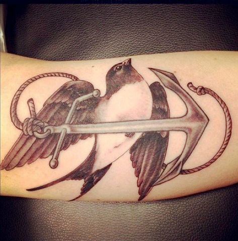 Sparrow Tattoo, Rose Tattoos For Women, Swallow Tattoo, Anchor Tattoos, Anchor Tattoo, Bird Tattoo, Calf Tattoo, Knee Tattoo, Up Tattoos