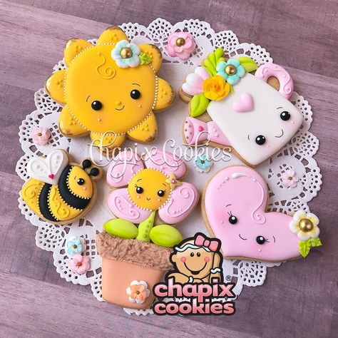 Kawaii Cookies, Spring Cookies, Summer Cookies, Sugar Cookie Designs, Flower Cookies, Iced Cookies, Cute Cookies, Easter Cookies, Cookie Art