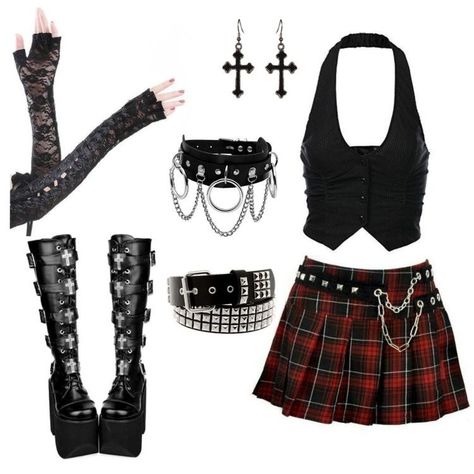 Catty Noir Inspired Outfit, Outfit Konser, Punk Style Outfits, Goth Accessories, Looks Black, Punk Outfits, Alt Fashion, Grunge Goth, Swaggy Outfits