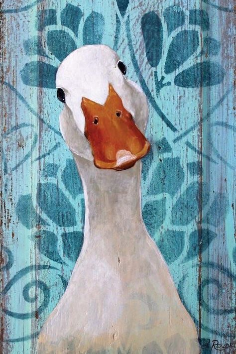 Quirky Paintings, Duck Paintings, Geese Art, Goose Art, How To Start Painting, Drawing Retro, Duck Painting, Cat Memes Funny, Illustration Bird