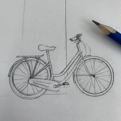 Drawing Of Bicycle, Bike Sketch Pencil, Bike Sketch Simple, Bicycle Line Drawing, Cute Bike Drawing, Bycicle Drawings Easy, How To Draw A Bicycle, Cycle Drawing Sketch, Bicycle Drawing Sketches