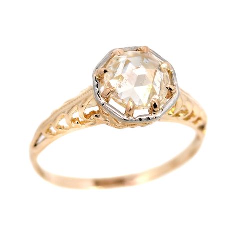 Edwardian 14k Rose Cut Diamond Solitaire Engagement Ring 1.07ct Georgian Era, Stunning Engagement Ring, Old Rose, Gold Top, Diamond Solitaire Engagement Ring, Rose Cut Diamond, Gia Diamond, Simply Beautiful, Solitaire Engagement