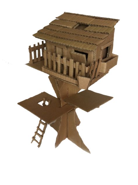 cardboard treehouse Tree House Classroom, Cardboard Tree, Moose Pictures, Cardboard Dollhouse, Lemon Grove, Paper Architecture, Cardboard Box Crafts, Hamster House, Paper Cutout Art