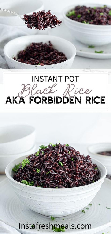 Black Rice, also known as Forbidden Rice, is made simply in the Instant Pot! It's delicious and I love it so much with grain bowls, aka Power Bowls. I can't wait to teach you about it! #instantpotrecipes #blackrice #forbiddenrice Black Rice Instant Pot, Instantpot Rice, Creamy Jalapeno Sauce, Healthy Green Beans, Buttered Cabbage, Forbidden Rice, Purple Rice, Whole Grain Rice, Cabbage Roll Soup