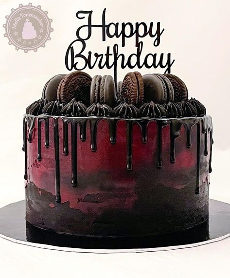 Black Drip Cake, 30th Birthday Cakes For Men, Oreo Filling, Red Birthday Cakes, 12th Birthday Cake, Bachelorette Cake, 25th Birthday Cakes, Cake For Her, Decorating Frosting