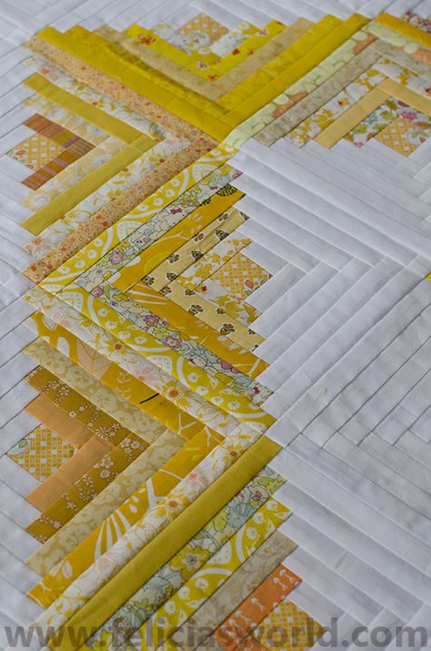 Hantverk Diy, Log Cabin Designs, Log Cabin Quilt Pattern, Log Cabin Quilt Blocks, Yellow Quilts, Quilt Modernen, String Quilts, Cabin Quilt, Quilt Border