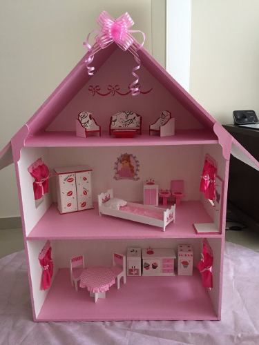 Casita Muñecas Barbie 3 Pisos Pintada Decorada Y Muebles Cardboard Dollhouse, Diy Barbie House, Doll House Plans, Barbie Doll House, Cardboard House, Barbie Diy, Barbie House, Barbie Furniture, Diy Dollhouse Furniture