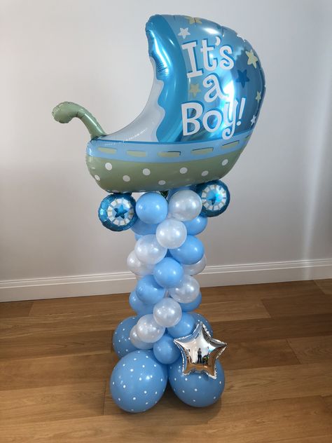 Half Birthday Baby, Baby Boy Balloons, Indian Baby Showers, Baby Shower Balloon Decorations, Balloon Bouquet Diy, Baby Boy Decorations, Idee Babyshower, Its A Boy Balloons, Baby Shower Deco