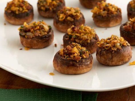 Get Breakfast Sausage Stuffed Mushrooms with Cornflakes Recipe from Food Network Goat Cheese Stuffed Mushrooms, Sausage Stuffed Mushrooms, Cheese Stuffed Mushrooms, Food Network Chefs, Goat Cheese Recipes, Stuffed Mushroom, Breakfast Sausage, Cheese Stuffed, Thanksgiving Appetizers