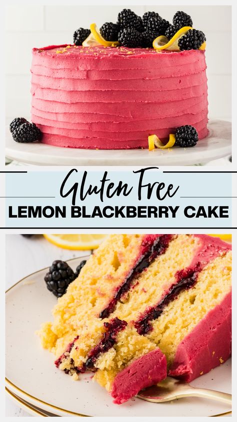 Gluten Free Lemon Blackberry Cake Gluten Free White Velvet Cake, Best Gluten Free Birthday Cake, Gluten Free Berry Desserts, Best Gluten Free Desserts Easy, Small Gluten Free Cake, Gluten And Dairy Free Cakes, Gluten Free Poke Cake Recipes, Gluten Free Cake Pops Recipe, Gluten Free Berry Cake