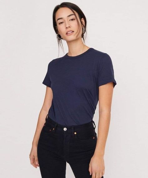 Navy Blue Tshirt Outfit, Navy Tee Outfit, Blue Tshirt Outfit, Navy Blue Tshirt, Tee Shirt Outfit, Tshirt Outfit, Shirt Outfits, Navy Blue T Shirt, Jenni Kayne