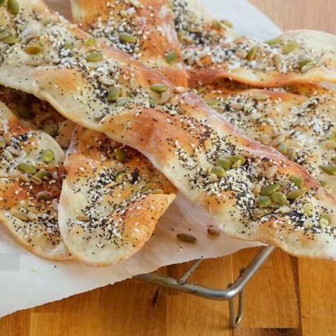 Lavash Recipe, Everything Crackers, Lavash Recipes, Anna Olsen, Lavash Bread, Woodfired Pizza, Anna Olson, Flat Breads, Pastry Flour