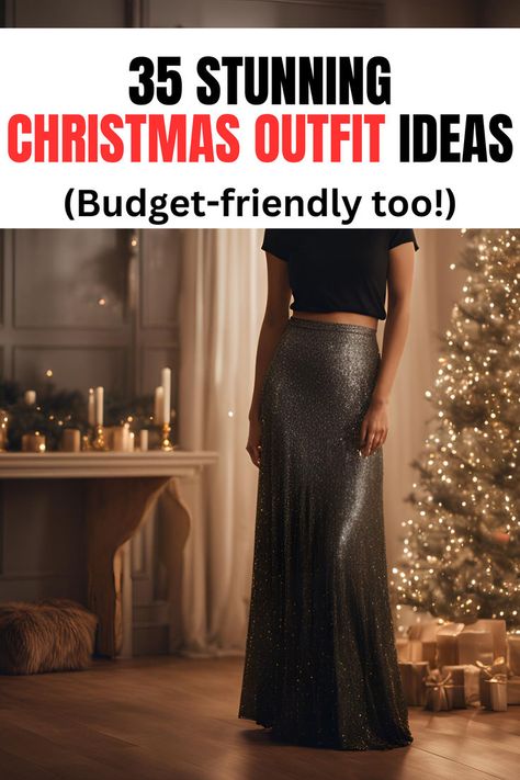 31+ Chic Christmas Outfit Ideas (Casual + Party Looks!) Going Out Christmas Outfits, What To Wear To A Company Christmas Party, Christmas Host Outfit, Dressy Casual Holiday Party Outfit, Hot Weather Christmas Outfit, Semi Casual Christmas Party Outfit, Daytime Christmas Party Outfit, Outdoor Christmas Party Outfit, Holiday Pants Outfits