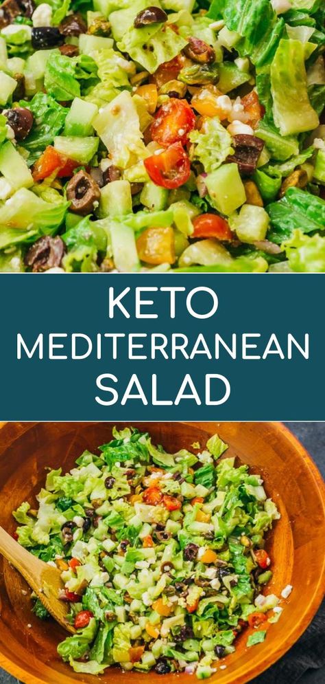 Healthy Mediterranean Salad, Chicken Chickpeas, Veggie Keto, Low Carb Salad, Mediterranean Salad, Vegetarian Salads, Low Carb Diets, Low Carb Vegan, Vegetarian Keto