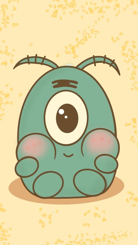 Digital illustration Spongebob Characters Drawings, Spongebob Squarepants Drawing, Baby Cartoon Characters, Spongebob Cartoon, Spongebob Drawings, Spongebob Painting, Alien Drawings, Iphone Wallpaper Kawaii, Kitty Drawing