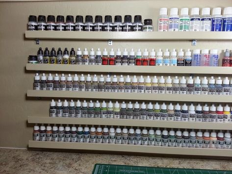 Over the past few years, I've been asked a few times what I use for keeping my model paints organized.  If you've read my "Painting Room"  ... Hobby Organization, Model Kits Hobbies, Nail Art Paint, Paint Rack, Paint Organization, Painting Station, Hobby Desk, Vallejo Paint, Painting Room