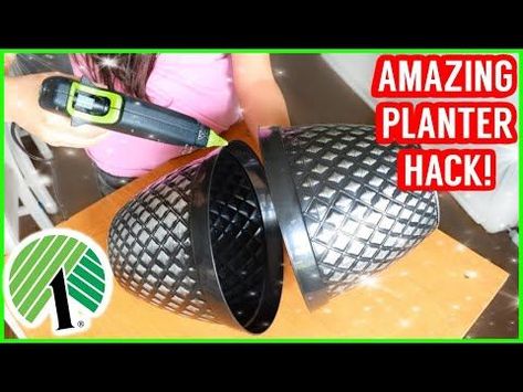 Glue $1 Planters from Dollar Tree together for these JAW DROPPING home decor HACKS! - YouTube in 2022 | Dollar tree crafts, Cute diy projects, Home decor hacks Dollar Tree Landscaping Ideas, Dollar Store Garden Hacks, Dollar Tree Flower Pot Ideas, Dollar Tree Planters Diy, Dollar Tree Garden Hacks, Dollar Tree Garden Decor, Dollar Store Planter Ideas, Summer Dollar Tree Crafts, Dollar Tree Planters Ideas