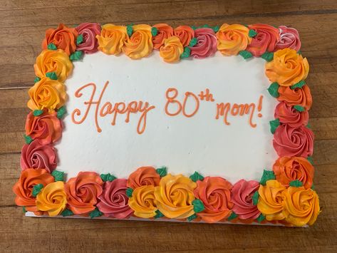 Flower Sheet Cake Ideas, Fall Birthday Sheet Cake Ideas, Sheet Birthday Cakes, Fall Sheet Cake, Wilton Decorating Tips, 90 Birthday, Flower Cake Design, Cake Designs For Girl, Sheet Cake Designs