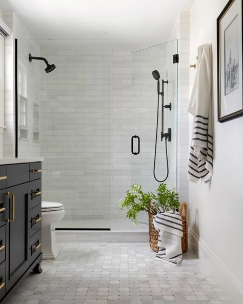 8 Ways to Add Wood Features to Your Home | Jkath Design Build + Reinvent Black And Gold Bathroom, Classic Bathroom, Primary Bathroom, Bathroom Remodel Designs, Gold Bathroom, Master Bath Remodel, Bathroom Floor Tiles, Basement Bathroom, Marble Bathroom