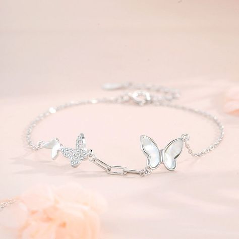 I like this! Dainty Butterfly Zircon Bangle Chain Anklet Wristband Accessory Cuff Jewelry Gift For Women Insect Animal Sterling Silver Bracelet only $18.99 from ByGoods.com! Shell Butterfly, Dainty Butterfly, Butterfly Charm Bracelet, Cuff Jewelry, Chain Anklet, Butterfly Necklace, Sterling Silver Bracelet, Gift For Women, Solid 925 Sterling Silver