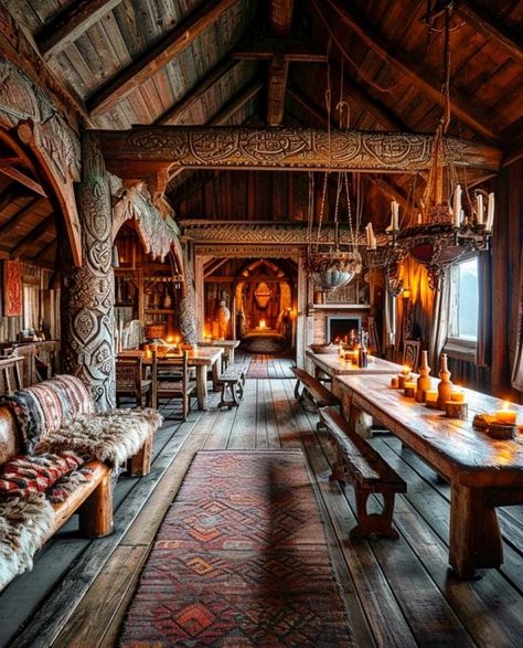 OUR BEAUTIFUL WORLD Norse Home, Fantasy House Interior, Nordic Cottage, Fantasy Village, Home Inside, House Deco, Architectural Design House Plans, Fantasy House, Rustic Cottage