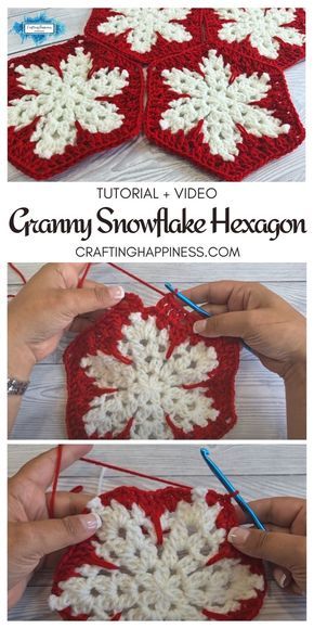 Christmas Crochet Blanket, Christmas Crochet Patterns Free, Granny Square Crochet Patterns Free, Crochet Xmas, Crochet Blanket Designs, Crochet Hexagon, Crochet Snowflakes, Holiday Crochet, Christmas Crochet Patterns