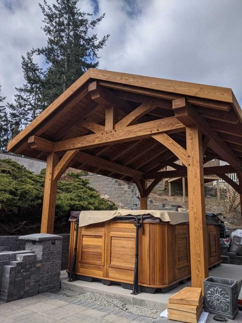 Timber Frame Gazebo Kits - European Timberframe Corp Timber Frame Gazebo, King Frame, Corrugated Metal Roof, Roofing Options, Front House, Wood Shed, Timber Frame Homes, Wood Project, Timber Framing