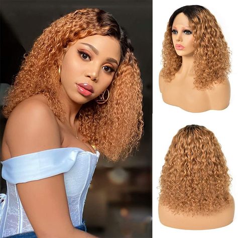 Short Bob Wavy, Bob Wavy, Ombre Lace Front, Hair For Black Women, Curly Bob Wigs, Ombre Lace, Hair Ombre, Curly Lace Front Wigs, Curly Human Hair Wig