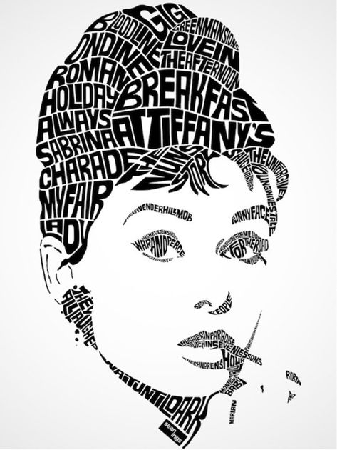 Typographic Portraits Of Celebrities Made Using Their Movie Titles And Lyrics | UltraLinx Design Studio Names, Typographic Portrait, Typography Portrait, Typography Design Quotes, Minimalist Graphic Design, Pop Art Women, Fashion Typography, Typographic Art, Cool Typography