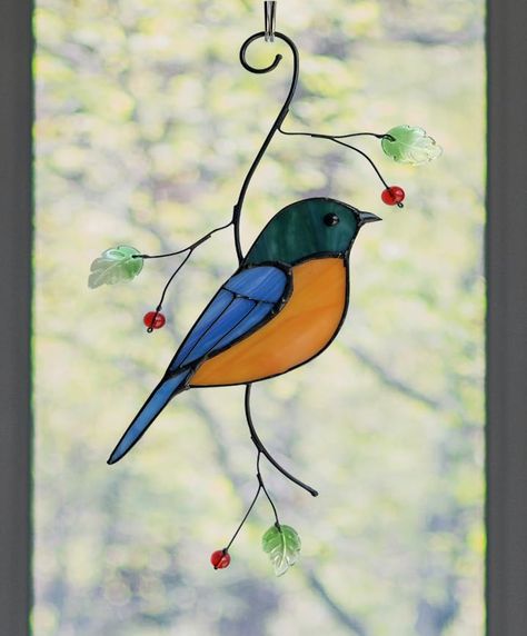 Christmas Vacation Decor, Stained Glass Window Hangings, Modern Stained Glass, Stained Glass Bird, Stained Glass Birds, Custom Stained Glass, Stained Glass Decor, Stained Glass Ornaments, Stained Glass Window Hanging