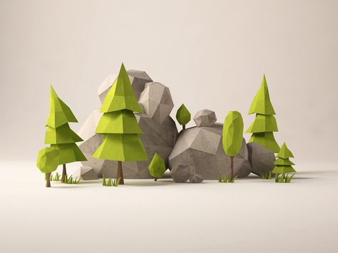 Some little forest bits for a side project I'm working on.   Also, Danny and I have been posting again to Geo a Day! Go peep those fresh renders! 동화 삽화, Low Poly Games, Polygon Art, Art Appliqué, Low Poly Art, Low Poly Models, Modelos 3d, 3d Studio, 3d Modelle