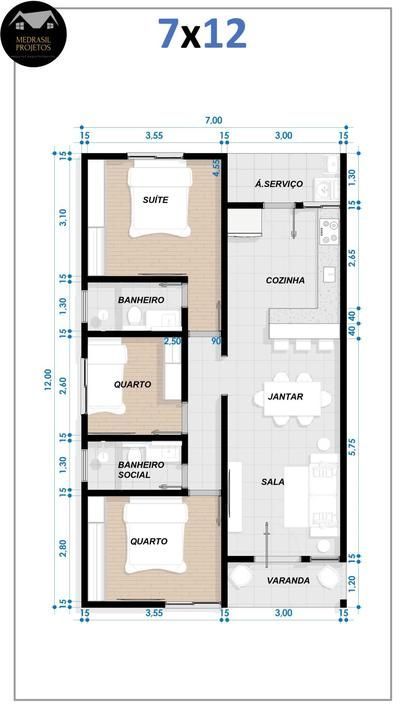 Accessible Homes, Medium House, Building A Small House, Simple Floor Plans, Building Design Plan, Three Bedroom House Plan, Bungalow Floor Plans, Affordable House Plans, Modern Small House Design