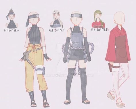 Gacha Ninja Outfits, Anime Character Outfits, Anime Outfits Ideas, Anime Clothes Outfits, Naruto Oc Base, Naruto Oc Outfit, Anime Wardrobe, Kunoichi Outfit, Naruto Clothing