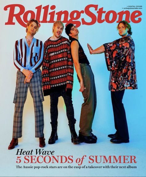 5 seconds of summer on the cover of rolling stone magazine for the new album 5sos5, 2022 Rolling Stone Magazine Cover, Rolling Stone Magazine, 5sos Pictures, Rolling Stones Magazine, Summer Poster, Pop Rock Bands, Five Seconds Of Summer, Calum Hood, 1d And 5sos