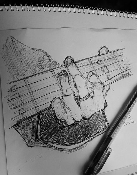 Guitar Sketch, Guitar Drawing, Seni Dan Kraf, Meaningful Drawings, Easy Drawings Sketches, 인물 드로잉, Book Drawing, Doodle Art Designs, Art Drawings Sketches Creative