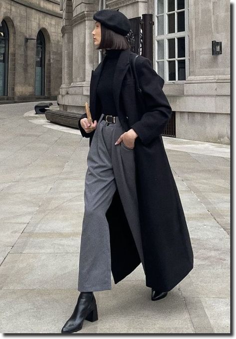 [Promotion] 67 Must Have Classic Casual Outfits For Women Insights You Have To Try Now #classiccasualoutfitsforwomen Black Coat Outfit, Long Coat Outfit, Fest Outfits, Mode Costume, Winter Fashion Outfits Casual, Long Black Coat, Chique Outfits, Classy Work Outfits, Stylish Work Outfits