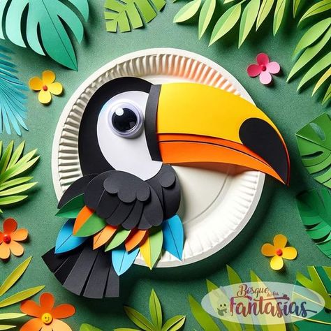 Hiasan Merdeka, Toucan Craft, Animals Crafts, Paper Plate Crafts For Kids, Art Plan, Toucan Bird, Jr Art, Origami Paper Art, Cool Paper Crafts