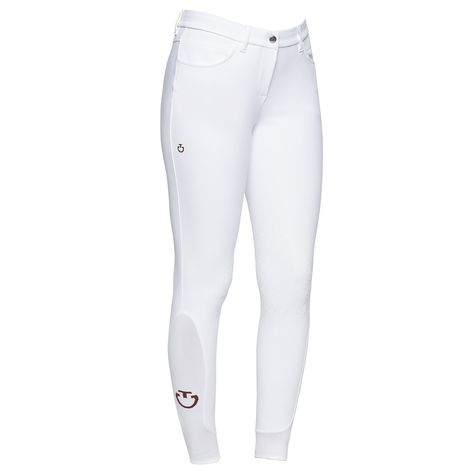 The women's riding breeches  are made from 4-way stretch jersey. The technical material provides high breathability and freedom of movement: this fabric adheres perfectly to your body, without constriction. The transparent knee grip allows the right stability on the horse, while the stretch-knit socks improve the fit beneath your boots. It features two front pockets and a zip up front with botton. • Anti-bacterial    • Breathable   • Anti UV   • Fast drying White Breeches, Ct Logo, Riding Breeches, Boot Brands, Freedom Of Movement, The Horse, Knitting Socks, Jersey Fabric, Stylish Women