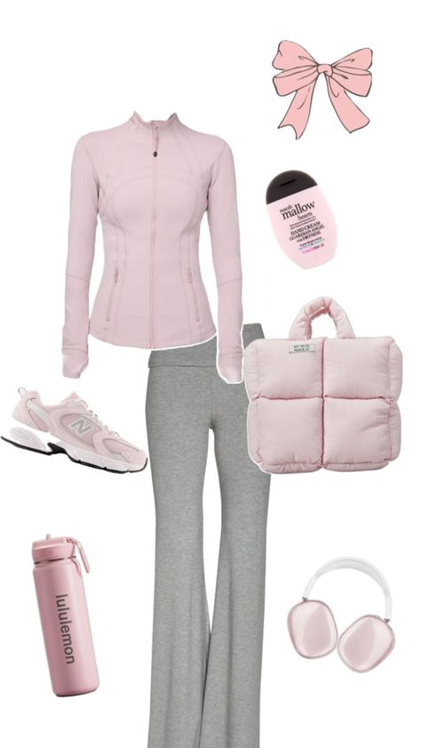 Lulu lemon, gym, workout, 2024, that girl, pink, aesthetic, coquette, Lulu Lemon Outfits, Girl Pink Aesthetic, Schul Survival Kits, Pink Aesthetic Coquette, Lulu Outfits, Sporty Aesthetic, Lululemon Outfits, Gym Fits, Workout Fits