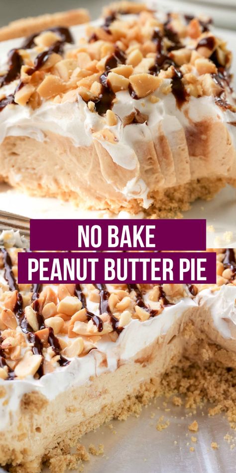 Graham Cracker Crust Pie Recipes, No Bake Peanut Butter Pie, Graham Cracker Dessert, Peanut Butter Dessert, Cracker Dessert, Peanut Butter Cream Cheese, Peanut Butter Cream, Graham Cracker Recipes, Chocolate Peanut Butter Desserts