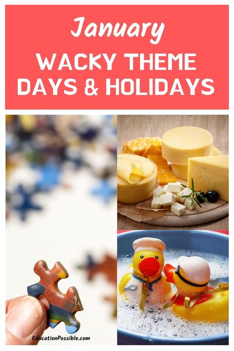 Weird Holidays In January, January Party Themes Ideas, January Theme Party, January Party Themes, Special Days In January, January Holidays, Potluck Themes, Holidays In January, January Themes