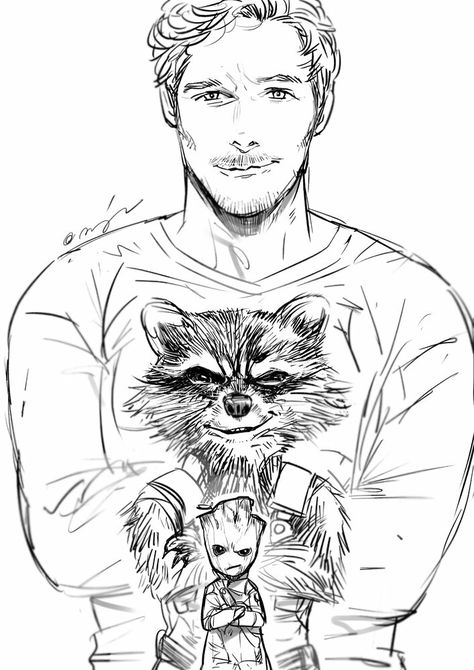 Starlord Drawings, Guardians Of The Galaxy Drawing, Corey Teen Wolf, Ninja Turtles Art Draw, Rocket Aesthetic, Groot Comics, Galaxy Drawing, Groot Tattoo, Galaxy Drawings