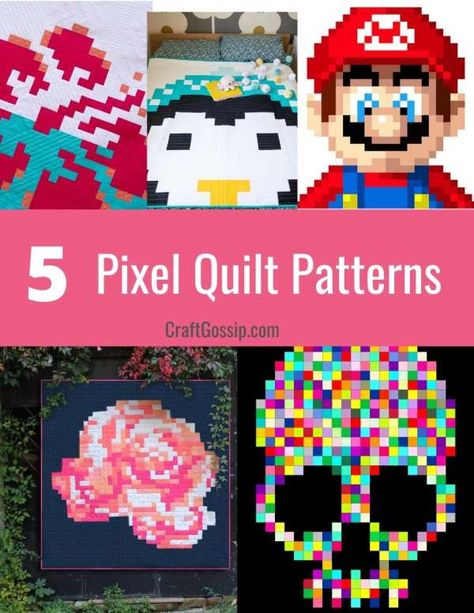 5 Pixel Quilt Patterns – Quilting Pixel Quilt Pattern, Pixel Quilt, Twister Quilts, Pixel Quilting, Diy Baby Clothes, Pixel Crochet, Quilting Inspiration, Baby Sewing Patterns, Quilting Techniques