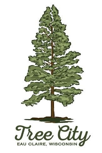 size: 18x12in Art Print: Eau Claire, Wisconsin - Tree City - Pine Tree - Lantern Press Artwork by Lantern Press : Pine Tree Drawing, Eau Claire Wisconsin, Tracing Art, Pine Tree Art, Tree Lanterns, Tree Icon, Tree Sketches, Stock Art, Tree Illustration