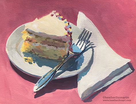 Confetti Cake by Heather Martin Cake Artwork, Heather Martin, Food Paintings, Tinta Guache, Confetti Cake, Gouache Paint, Food Painting, Gouache Art, Painted Cakes